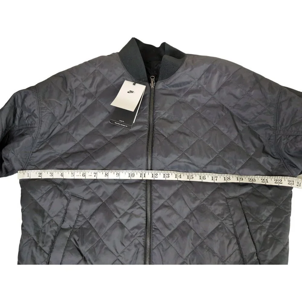 NIke Reversible Bomber Jacket Womens M‎ Black Loose Fit Full Zip